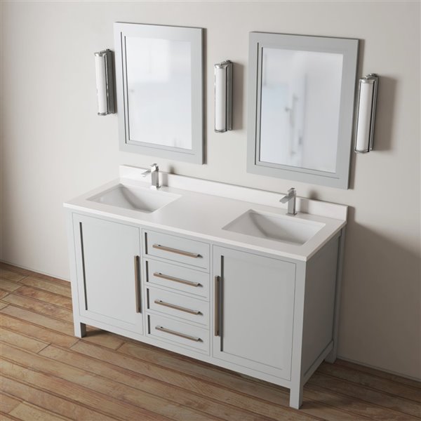 Grey Double Sink Bathroom Vanity With, 63 Bathroom Vanity