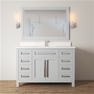 Urban Woodcraft Forest Made 48-in Grey Single Sink Bathroom Vanity with Quartz Top (Mirror Included)
