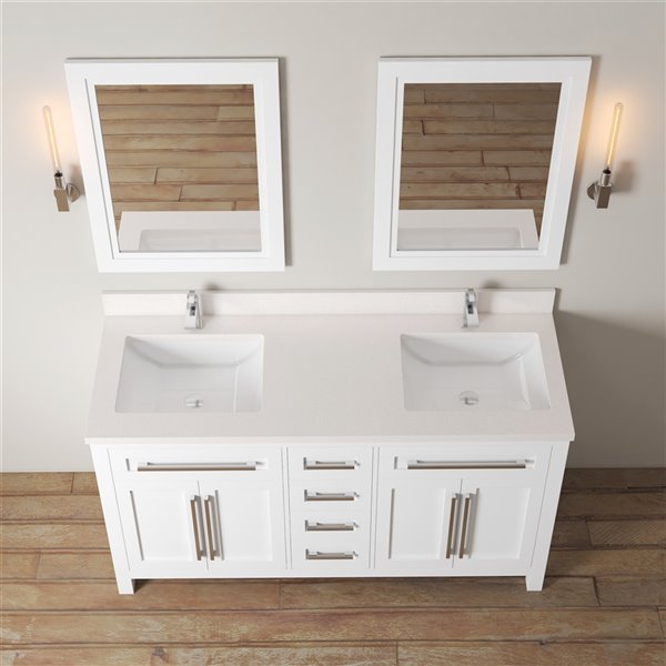 White Double Sink Bathroom Vanity, 63 Bathroom Vanity Double Sink