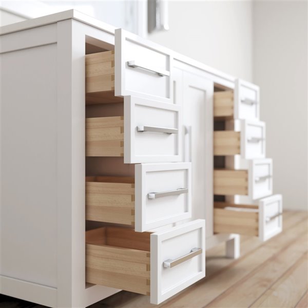 Urban Woodcraft Forest Made 48-in White Single Sink Bathroom Vanity with White Quartz Top (1 Mirror Included)