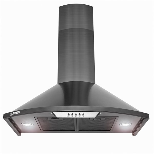 AKDY 30-in Black Convertible Stainless Steel Wall-Mounted Range Hood