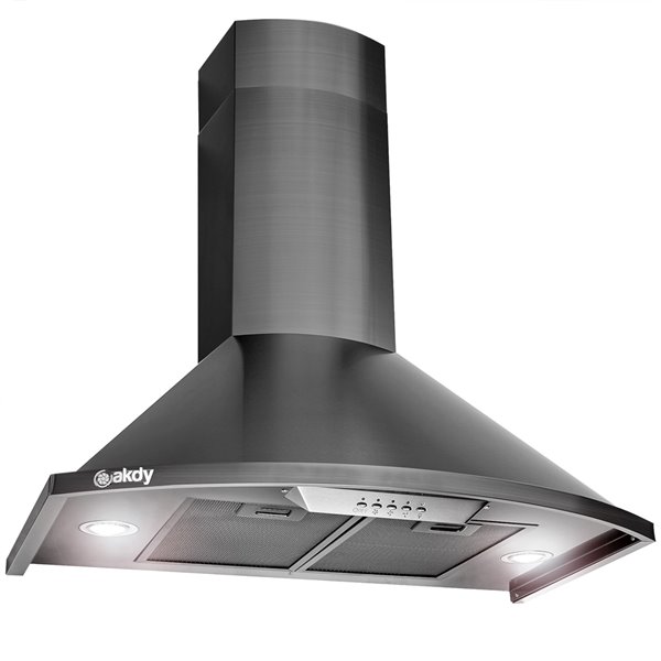 AKDY 30-in Black Convertible Stainless Steel Wall-Mounted Range Hood