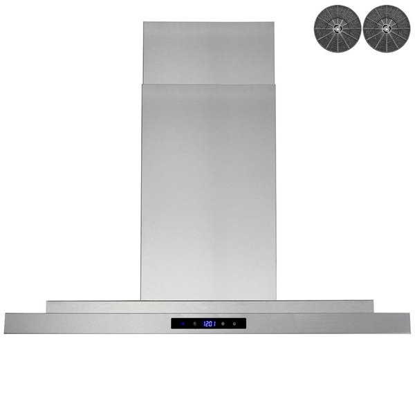 AKDY Convertible 36-in Stainless Steel Island Range Hood With Charcoal Filter Included