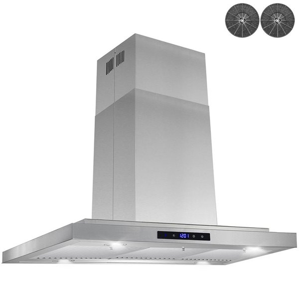 AKDY Convertible 36-in Stainless Steel Island Range Hood With Charcoal Filter Included