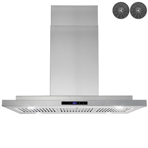 AKDY Convertible 36-in Stainless Steel Island Range Hood With Charcoal Filter Included