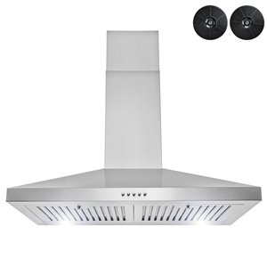 AKDY 30-in Stainless Steel Convertible Wall-Mounted Range Hood With Charcoal Filter Included