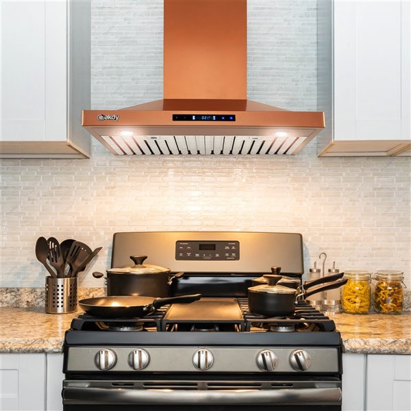 Wall mounted copper range shop hoods