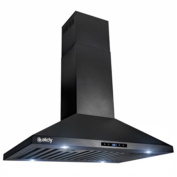 AKDY 30-in Convertible Black Painted Island Range Hood