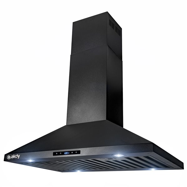 AKDY 30-in Convertible Black Painted Island Range Hood