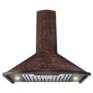 AKDY 30-in Embossed Copper Convertible Wall-Mounted Range Hood