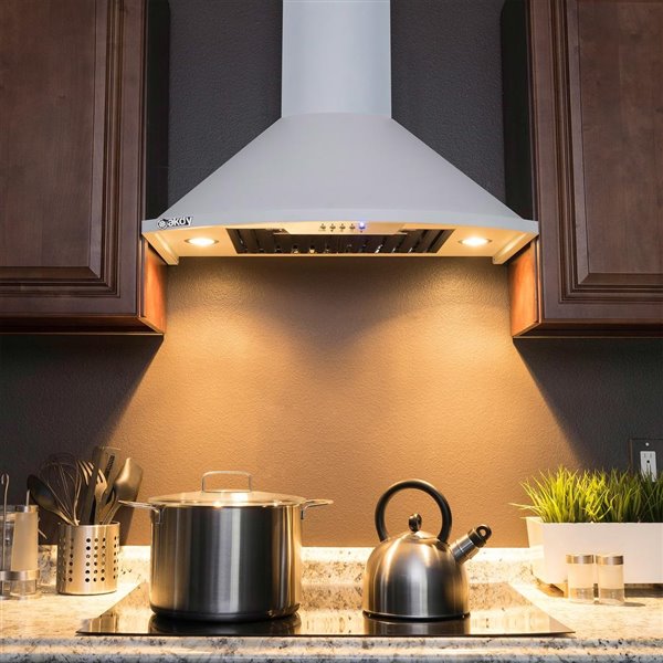 AKDY 30-in Convertible Painted White Wall-Mounted Range Hood