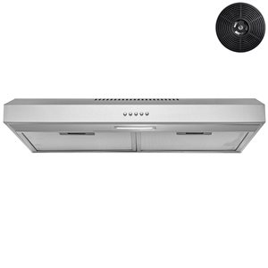 AKDY 30-in Convertible Stainless Steel Undercabinet Range Hood With Charcoal Filter Included