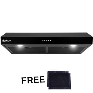 AKDY 30-in Ducted Black Painted Undercabinet Range Hood With Charcoal Filter Included