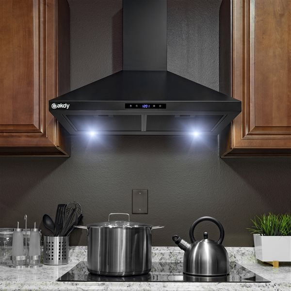 AKDY 30-in Convertible Painted Black Wall-Mounted Range Hood With ...