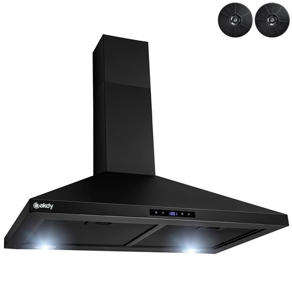 AKDY 30in Convertible Painted Black WallMounted Range Hood With