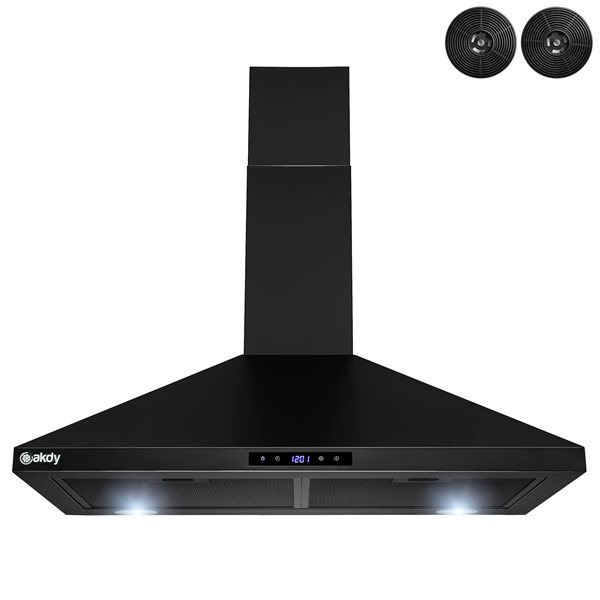 AKDY 30in Convertible Painted Black WallMounted Range Hood With