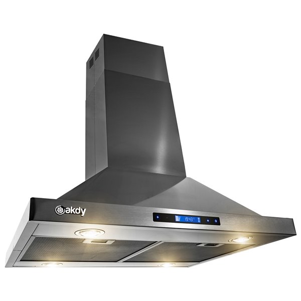 AKDY 30-in Convertible Black Stainless Steel Island Range Hood