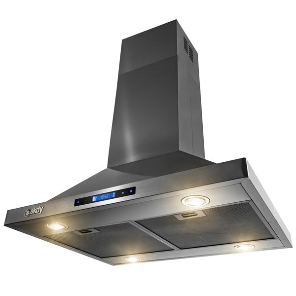 AKDY 30-in Convertible Black Stainless Steel Island Range Hood