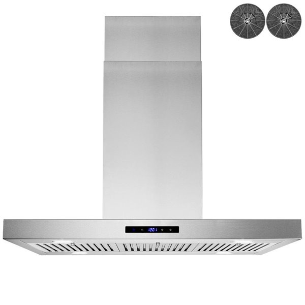 AKDY 36-in Convertible Stainless Steel Island Range Hood With Charcoal ...