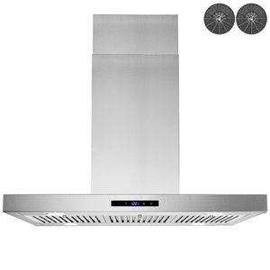 AKDY 36-in Convertible Stainless Steel Island Range Hood With Charcoal Filter Included