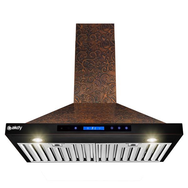 AKDY 30-in Convertible Embossed Copper Wall-Mounted Range Hood