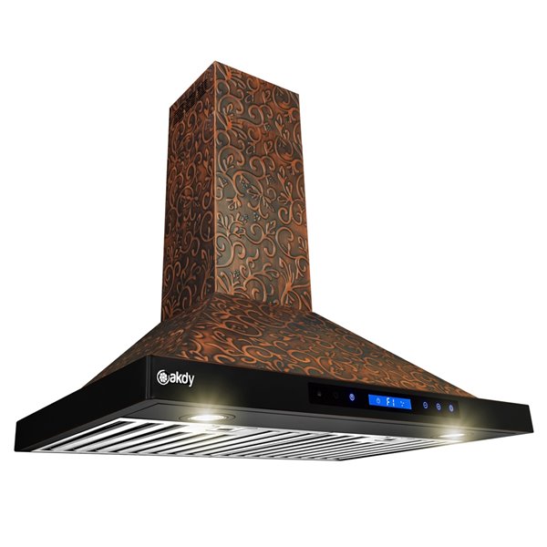 AKDY 30-in Convertible Embossed Copper Wall-Mounted Range Hood