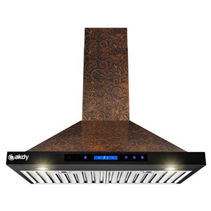 AKDY 30-in Convertible Embossed Copper Wall-Mounted Range Hood