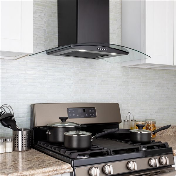 AKDY 36-in Convertible Painted Black Wall-Mounted Range Hood - Charcoal ...