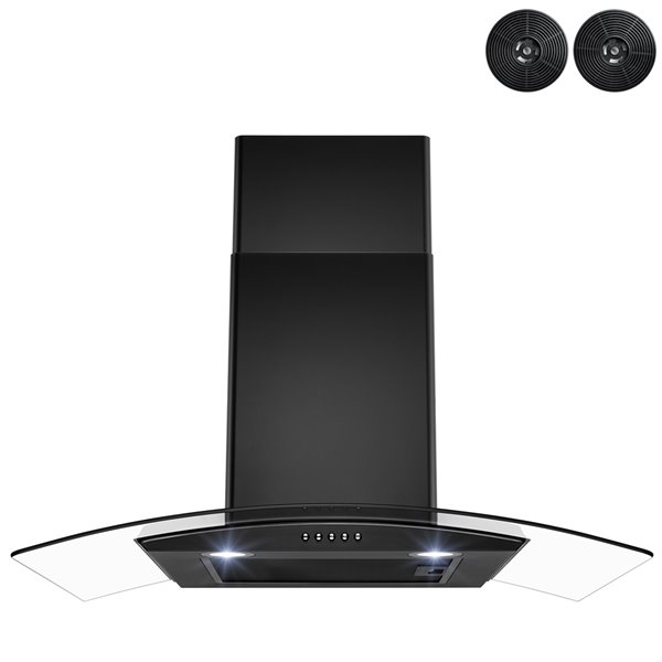 Image of Akdy | 36-In Convertible Painted Black Wall-Mounted Range Hood - Charcoal Filter Included, 217 CFM | Rona