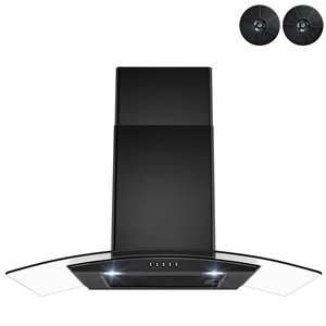 AKDY 36-in Convertible Painted Black Wall-Mounted Range Hood - Charcoal Filter Included