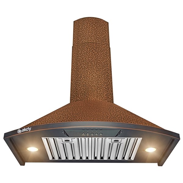 AKDY Convertible Embossed Copper 30-in Wall-Mounted Range Hood