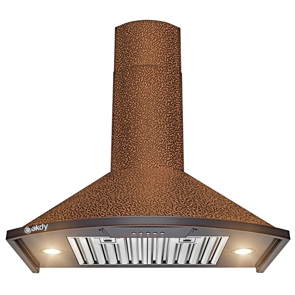 AKDY Convertible Embossed Copper 30-in Wall-Mounted Range Hood