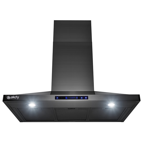 AKDY 36-in Black Brushed Convertible Stainless Steel Wall-Mounted Range Hood