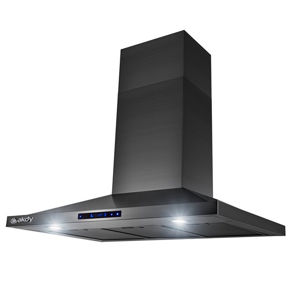 AKDY 36-in Black Brushed Convertible Stainless Steel Wall-Mounted Range Hood