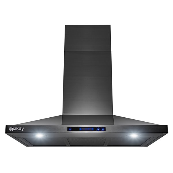 AKDY 36-in Black Brushed Convertible Stainless Steel Wall-Mounted Range Hood
