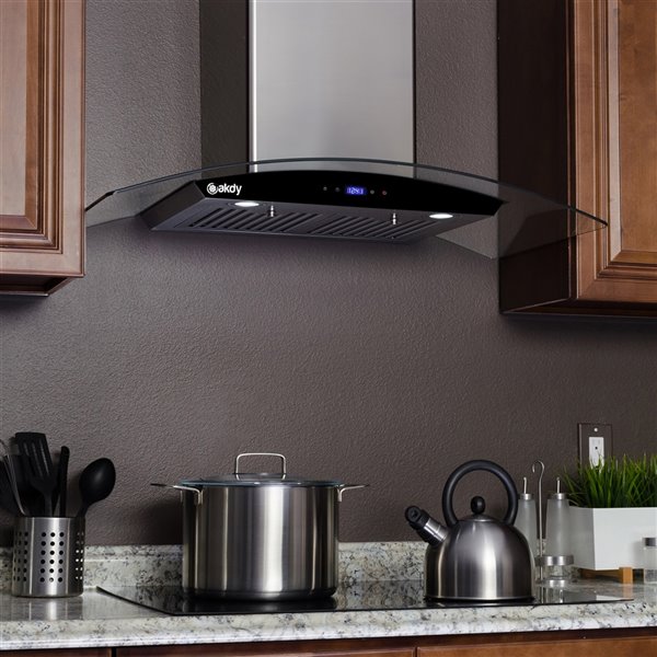 AKDY 30-in Convertible Stainless Steel Wall-Mounted Range Hood With Charcoal Filter Included