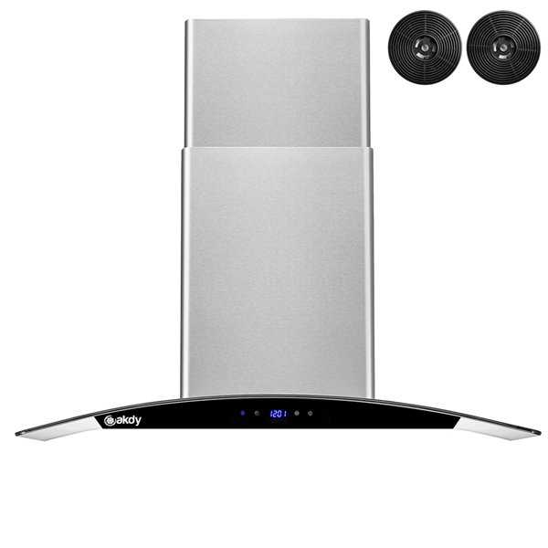 AKDY 30-in Convertible Stainless Steel Wall-Mounted Range Hood With Charcoal Filter Included