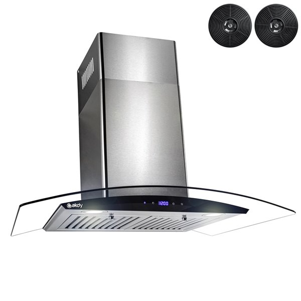 AKDY 30-in Convertible Stainless Steel Wall-Mounted Range Hood With Charcoal Filter Included