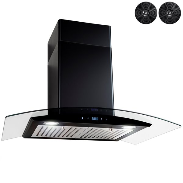 AKDY 30in Painted Black Convertible WallMounted Range Hood With Charcoal Filter Included