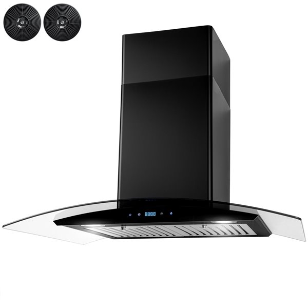 AKDY 30in Painted Black Convertible WallMounted Range Hood With Charcoal Filter Included