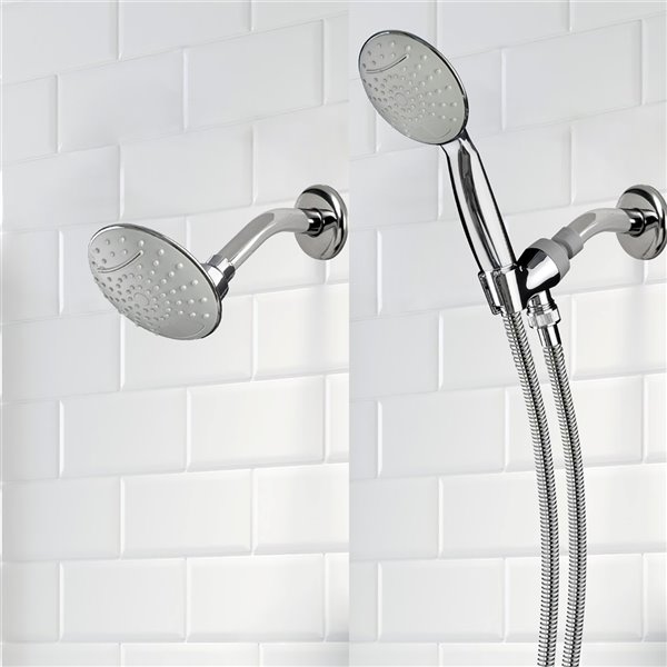 AKDY Chrome 4Spray Rain Shower Head and Handheld Shower 2.0 GPM (7.6