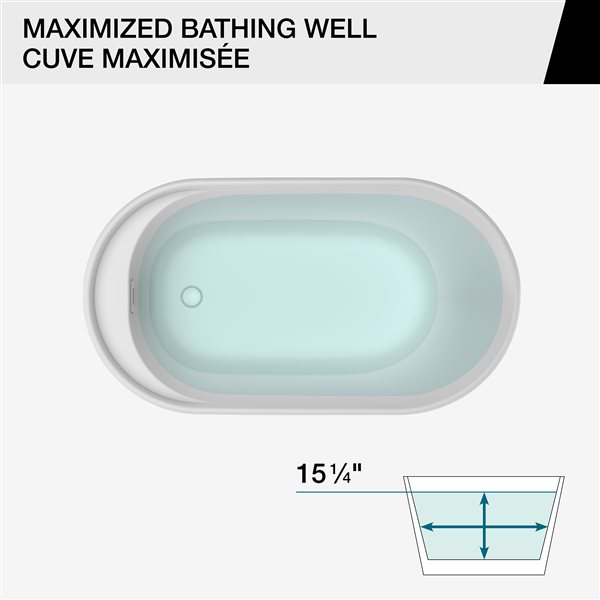 MAAX Davis 32-in x 58-in x 28-in White AcrylX Oval Freestanding Bathtub with Reversible Drain