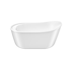 MAAX Davis 32-in x 58-in x 28-in White AcrylX Oval Freestanding Bathtub with Reversible Drain