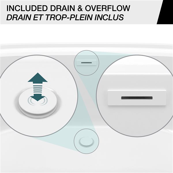 MAAX Odetta 32-in x 58-in x 23-in White AcrylX Rectangular Freestanding Bathtub with Centre Drain