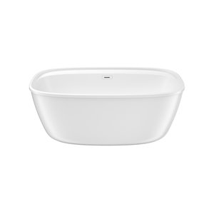 Baignoire autoportante Odetta par MAAX rectangulaire en AcrylX blanc de 32 po x 58 po x 23 po avec drain central