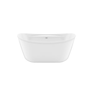 Baignoire autoportante Suna par MAAX ovale en AcrylX blanc de 32 po x 58 po x 27 po avec drain central