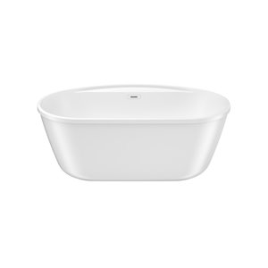 Baignoire autoportante Emica par MAAX ovale en AcrylX blanc de 32 po x 58 po x 23 po avec drain central