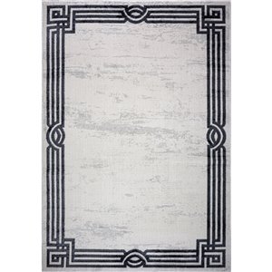 LaDole Rugs Modern Straps Area Rug - 3 ft. x 10 ft. - Light Grey