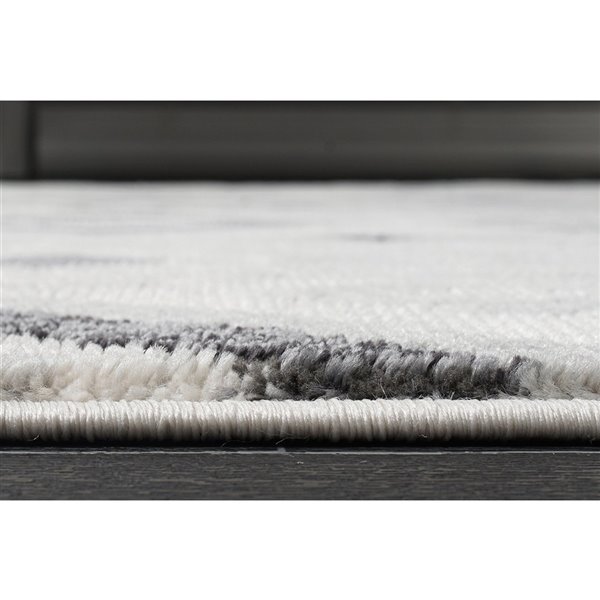 Tapis géométrique moderne de La Dole, 4 pi x 5 pi, gris clair