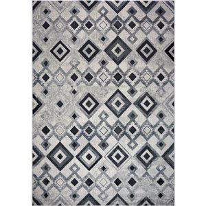 Tapis géométrique moderne de La Dole, 4 pi x 5 pi, gris clair